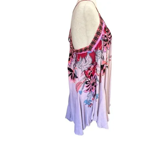 Free People Magic Garden Slip Dress Women Small Purple Floral Wrap Fairy Whimsy - Picture 6 of 11